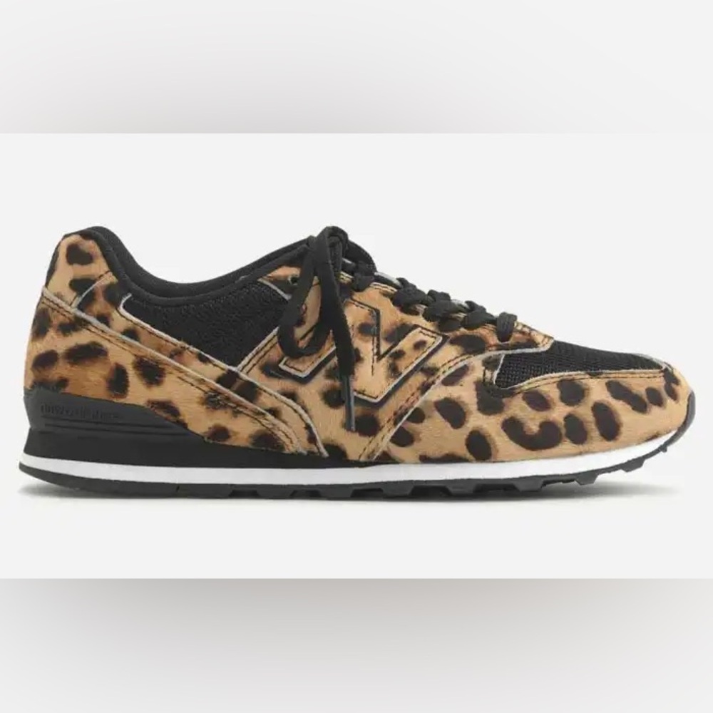NWOT New Balance 996 J Crew Collab Leopard Print Calf Hair Sneakers Size 8 - Picture 2 of 10